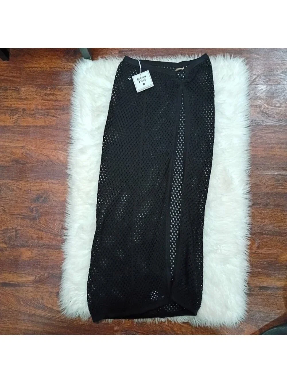 Kulani Kinis Crochet Ring Maxi Skirt Black Small Cover-Up